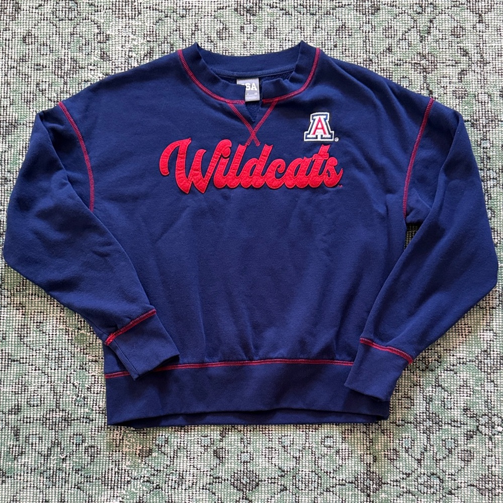 Wildcats Crewneck Sweatshirt - Blue with Red Trim